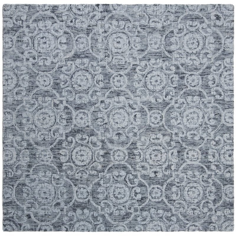 Safavieh Abstract 6' Square Hand Tufted Wool Rug in Blue
