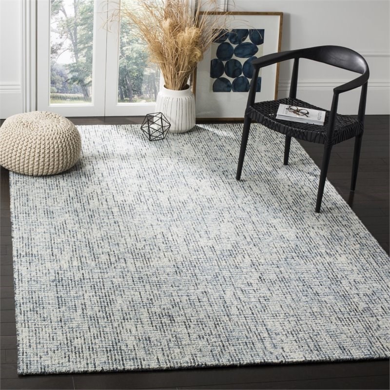 Safavieh Abstract 5' x 8' Hand Tufted Wool Rug in Blue and Charcoal