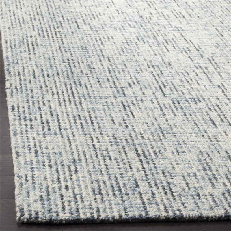Safavieh Abstract 6' Square Hand Tufted Wool Rug in Blue and Charcoal