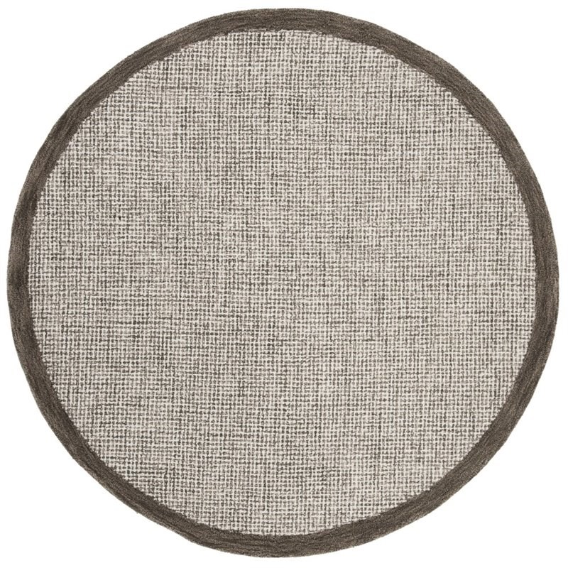 Safavieh Abstract 6' Round Hand Tufted Wool Rug in Brown and Ivory