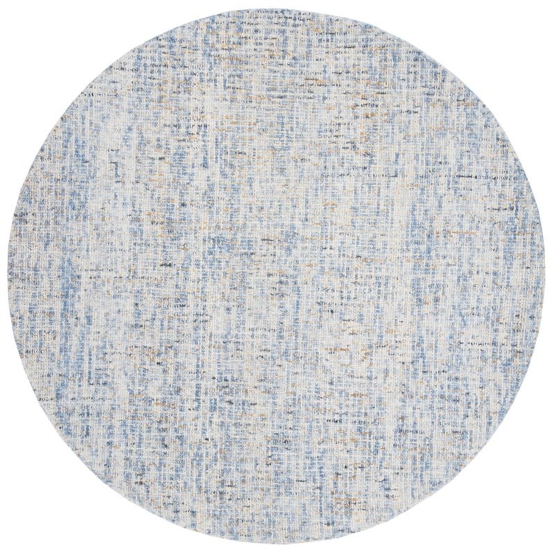 Safavieh Abstract 6' Round Hand Tufted Wool Rug in Dark Blue and Rust