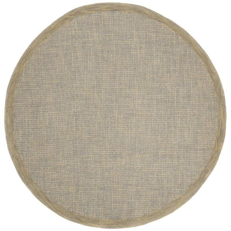 Safavieh Abstract 6' Round Hand Tufted Wool Rug in Gold and Gray
