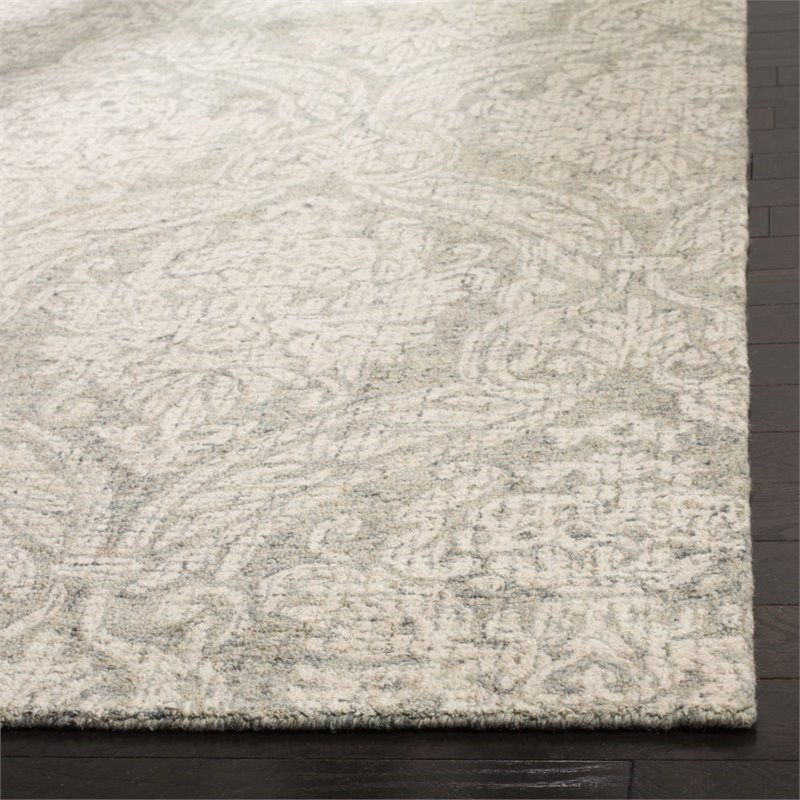 Safavieh Abstract 6' Square Hand Tufted Wool Rug in Gray and Ivory