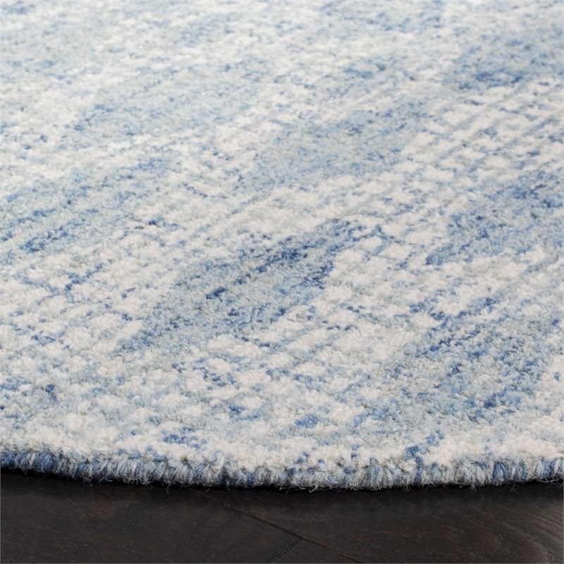 Safavieh Abstract 6' Round Hand Tufted Wool Rug in Ivory and Blue