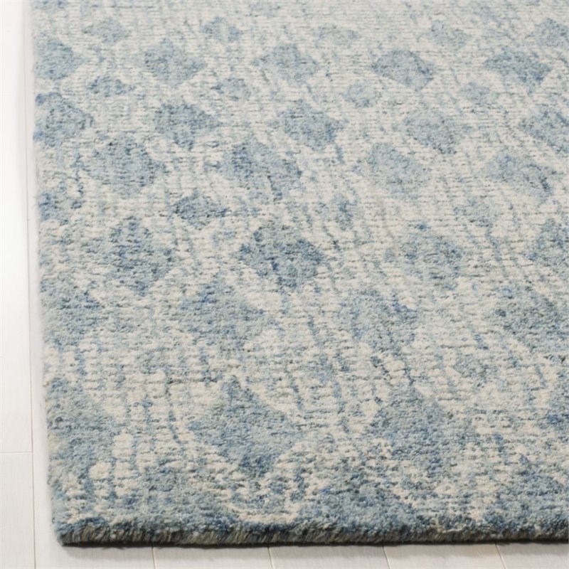 Safavieh Abstract 6' Square Hand Tufted Wool Rug in Ivory and Blue