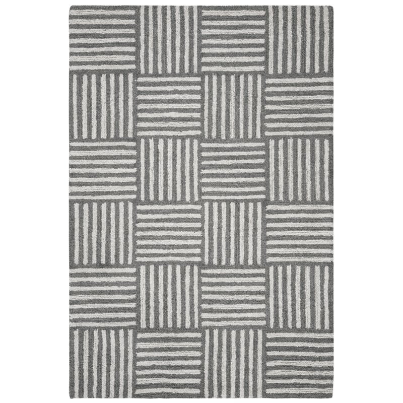 Safavieh Abstract 5' x 8' Hand Tufted Rug in Ivory and Dark Gray