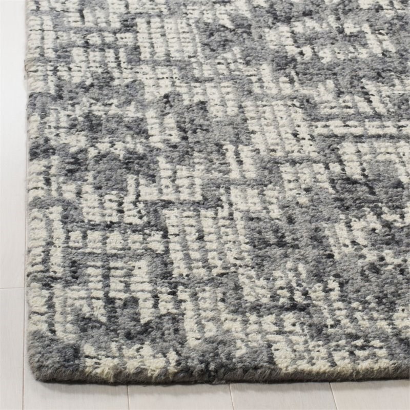 Safavieh Abstract 5' x 8' Hand Tufted Wool Rug in Ivory and Dark Gray