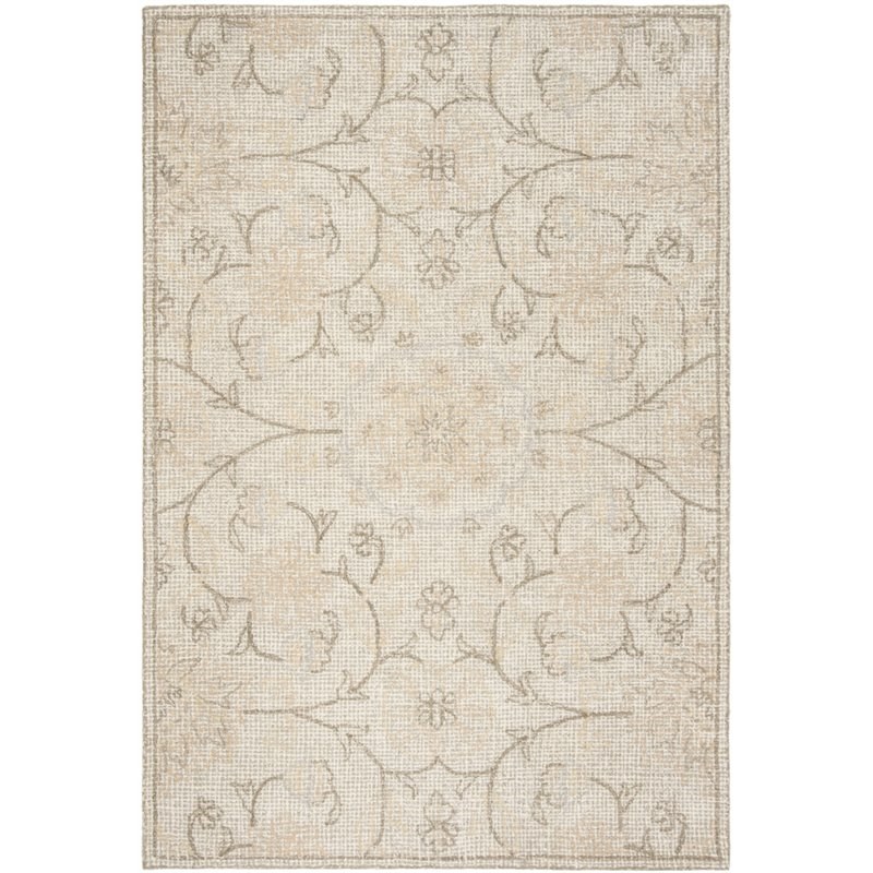 Safavieh Abstract 5' x 8' Hand Tufted Wool Rug in Light Gray and Ivory