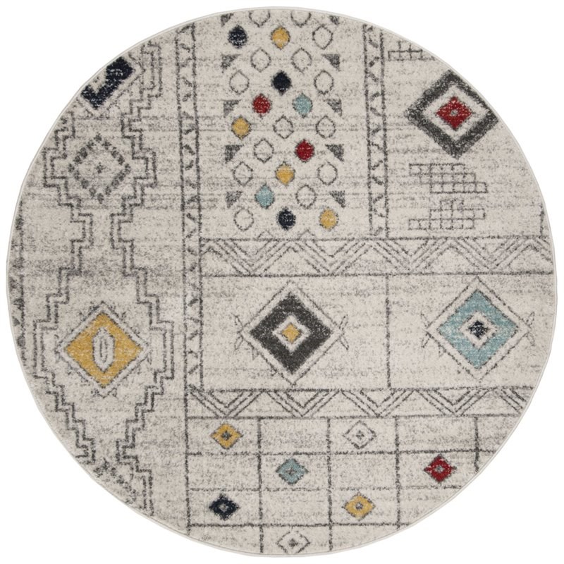 Safavieh Adirondack 6' Round Rug in Light Gray and Aqua