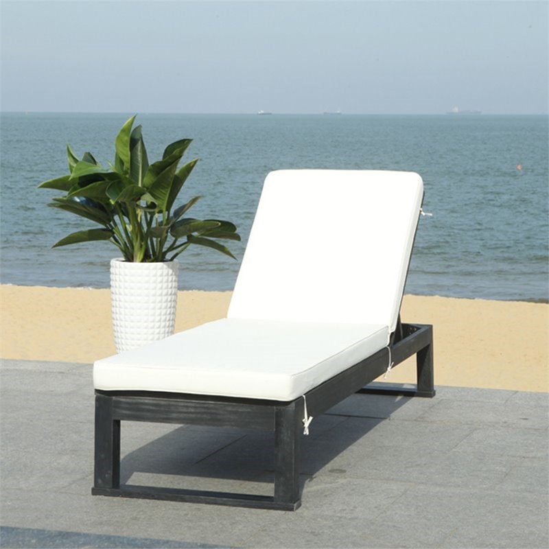Safavieh Solano Patio Chaise Lounge in Black and White