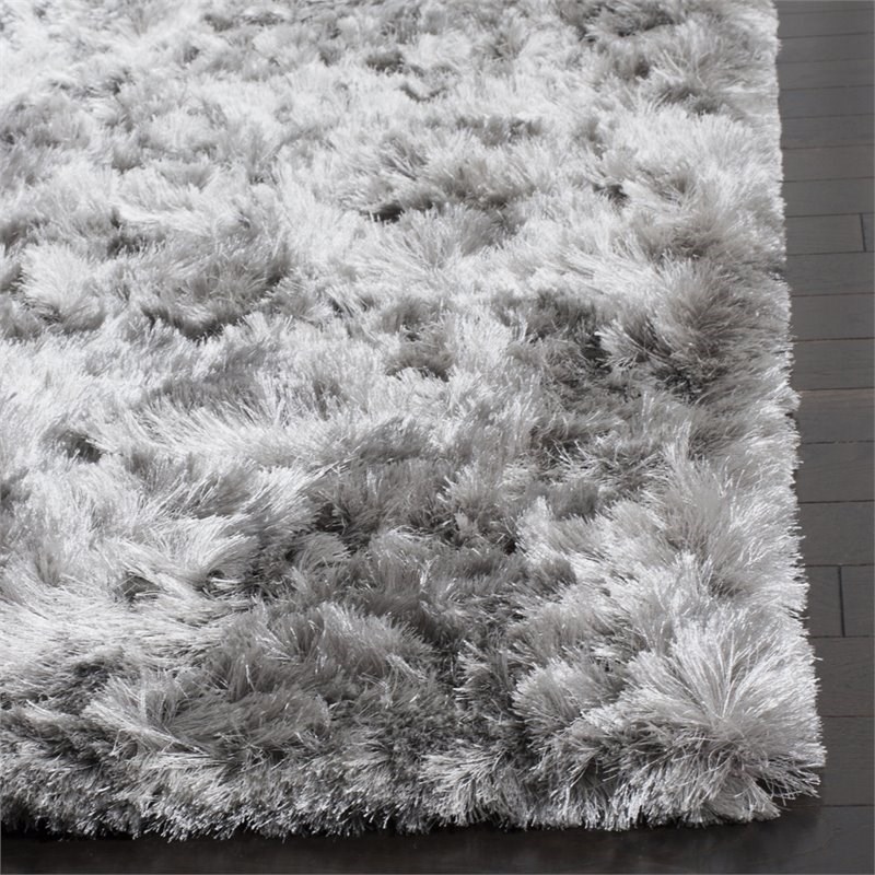 safavieh ocean 3' x 5' hand tufted shag rug in silver - ocg101g-3