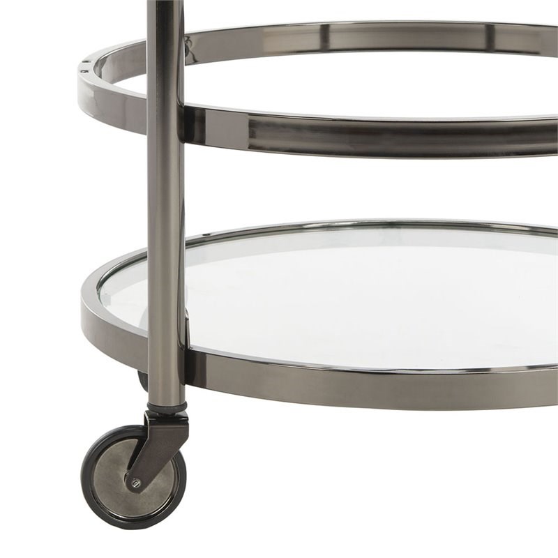 Safavieh Sienna 2 Tier Glass Bar Cart in Gunmetal