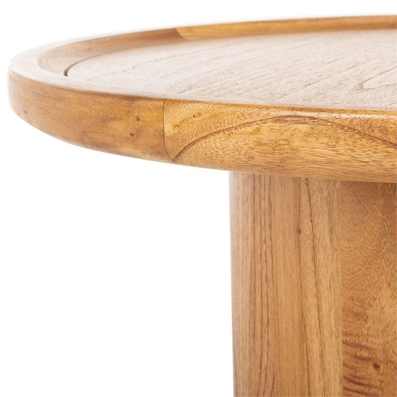 Safavieh Devin 28" Round Pedestal Coffee Table in Natural Brown