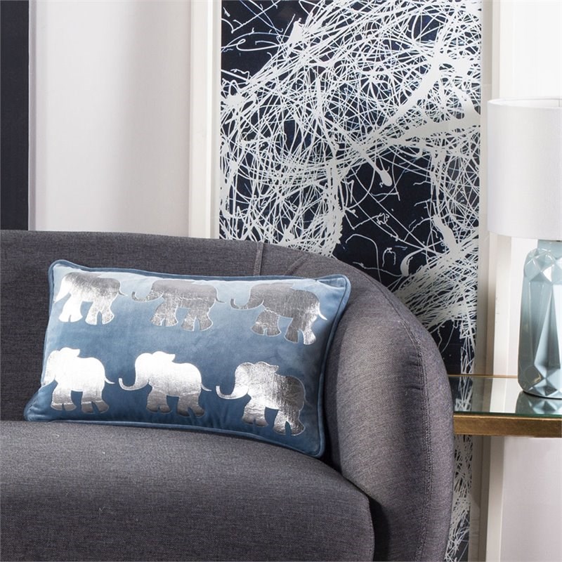 Safavieh Talin Elephant Throw Pillow in Blue and Silver