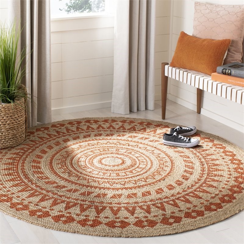 Safavieh Natural Fiber 3 Round Hand Woven Jute Rug In Orange Homesquare