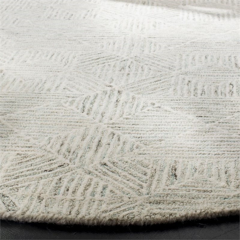 Safavieh Abstract 6' Round Hand Tufted Wool Rug in Ivory