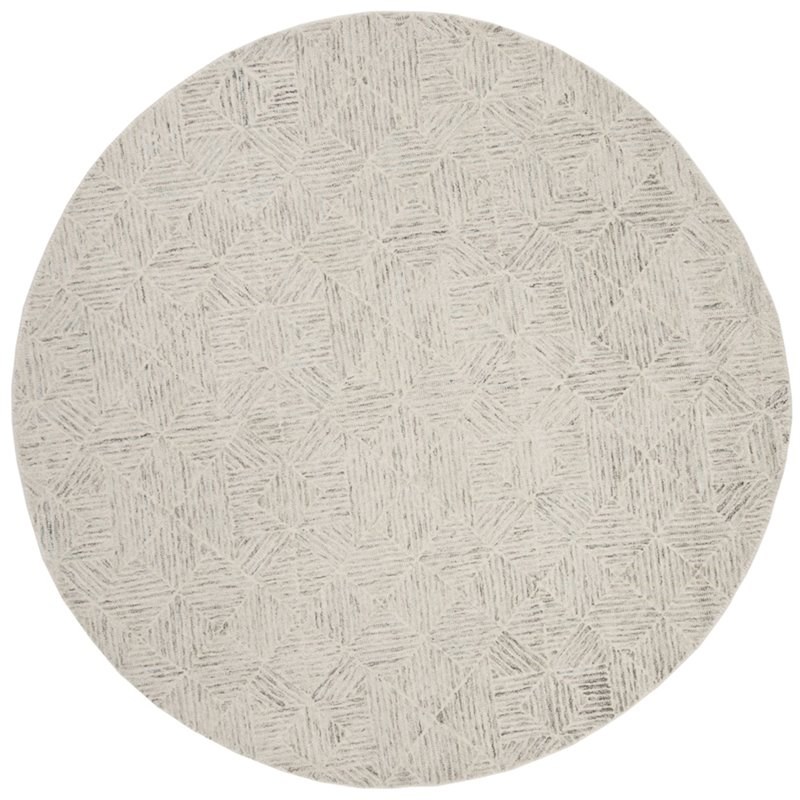Safavieh Abstract 6' Round Hand Tufted Wool Rug in Ivory