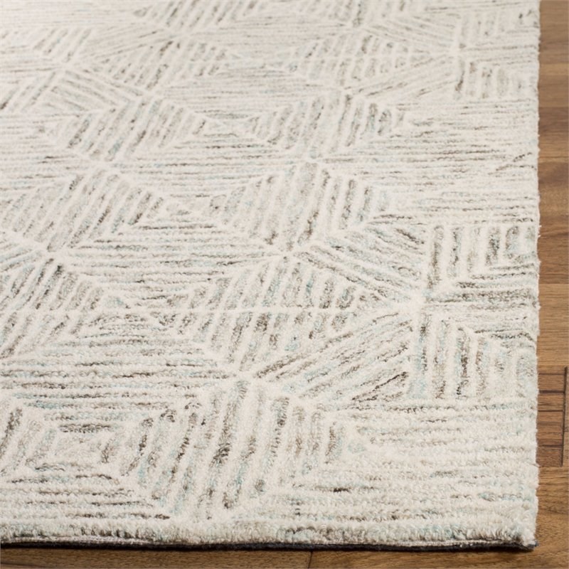 Safavieh Abstract 6' Square Hand Tufted Wool Rug in Ivory