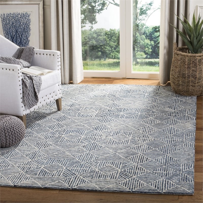 Safavieh Abstract 8' x 10' Hand Tufted Wool Rug in Blue