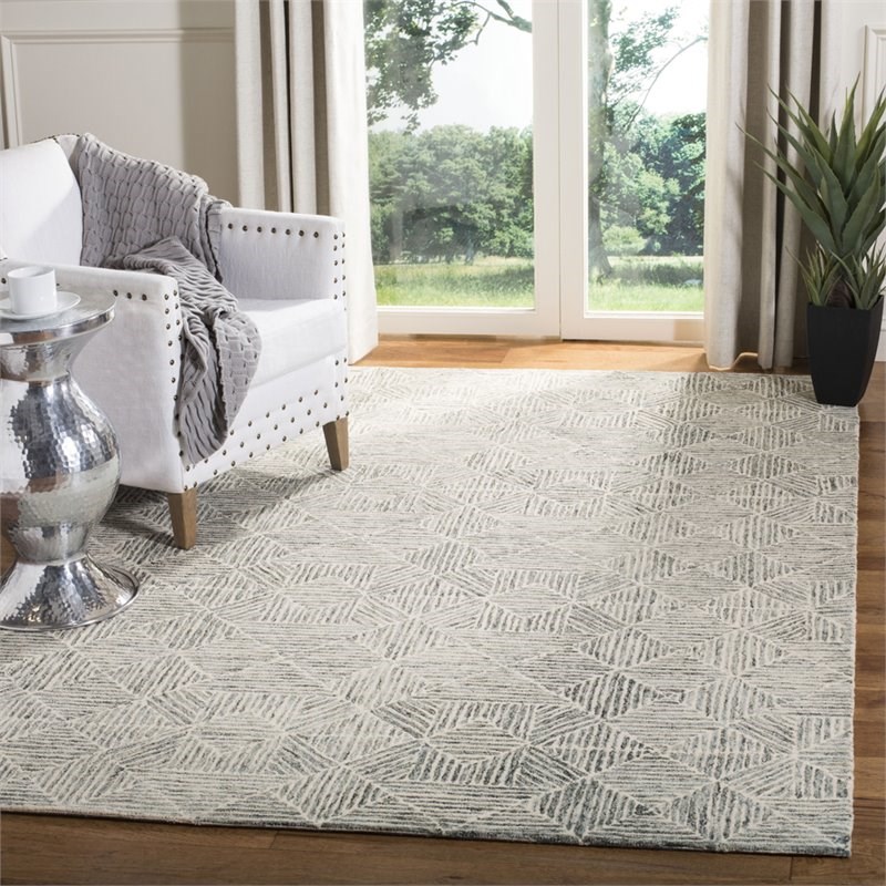 Safavieh Abstract 4' x 6' Hand Tufted Wool Rug in Light Green