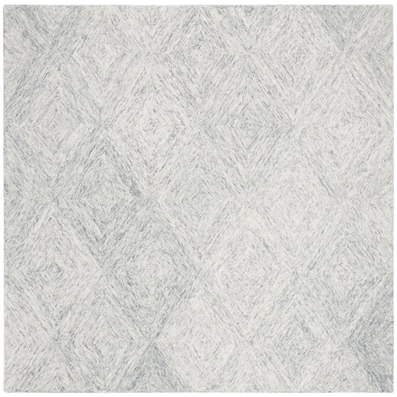 Safavieh Abstract 6' Square Hand Tufted Wool Rug in Gray