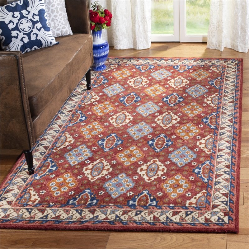 Safavieh Antiquity 2' x 3' Hand Tufted Wool Rug in Red and Blue