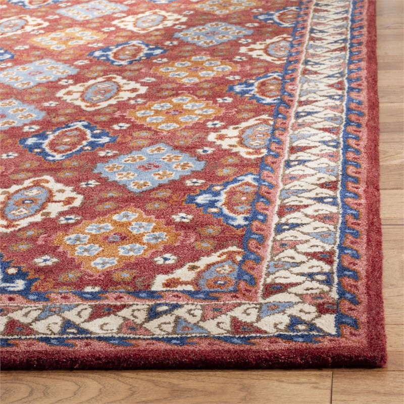 Safavieh Antiquity 2' x 3' Hand Tufted Wool Rug in Red and Blue