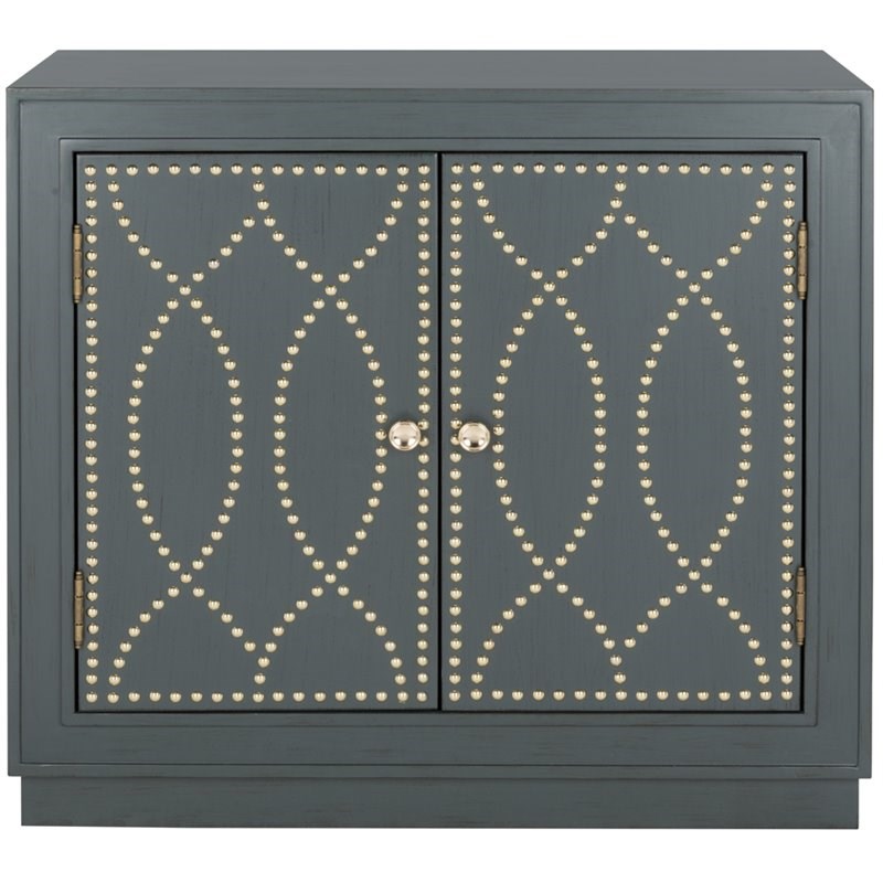 Safavieh Yuna Accent Chest in Steel Teal and Gold
