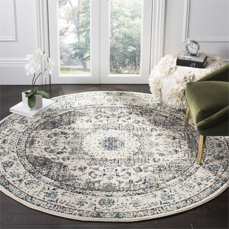 Safavieh Evoke 4 Round Rug In Gray And, How Big Is A 4 Round Rug