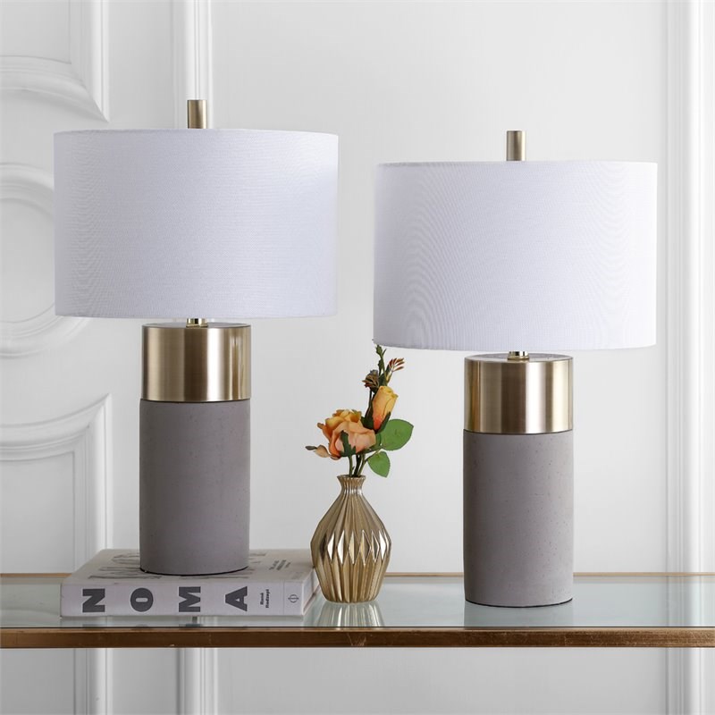 Safavieh Oliver Table Lamp in Gray and Gold (Set of 2)
