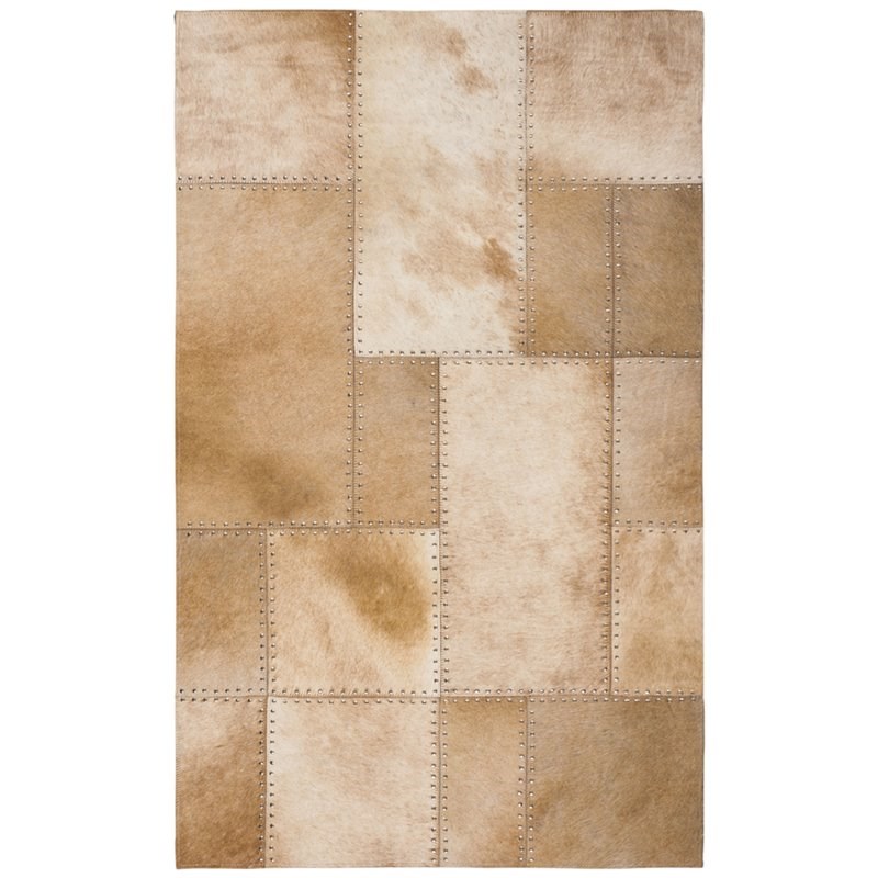 Safavieh Studio 3' x 5' Hand Woven Leather Rug in Beige and White