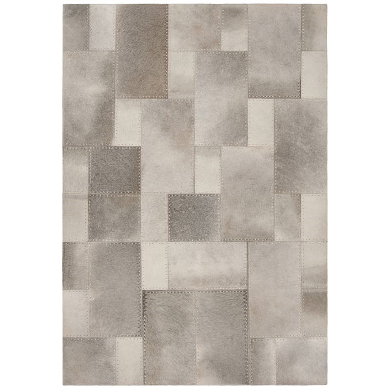 Safavieh Studio 4' x 6' Hand Woven Leather Rug in Gray and White