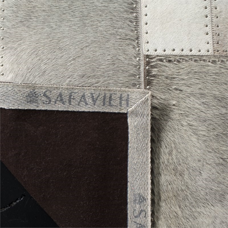 Safavieh Studio 8' x 10' Hand Woven Leather Rug in Gray and White