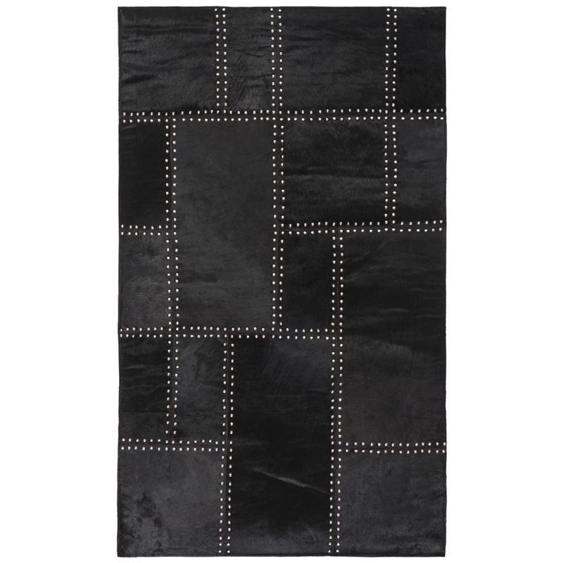 Safavieh Studio 3' x 5' Hand Woven Leather Rug in Black