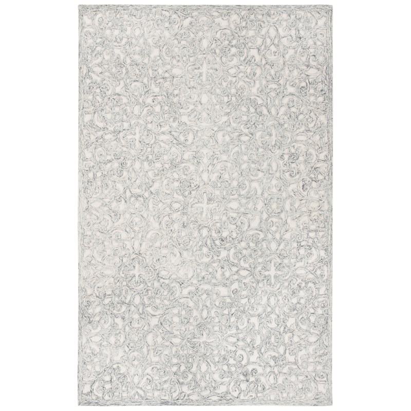 Safavieh Trace 3' x 5' Hand Tufted Wool Rug in Charcoal and Ivory