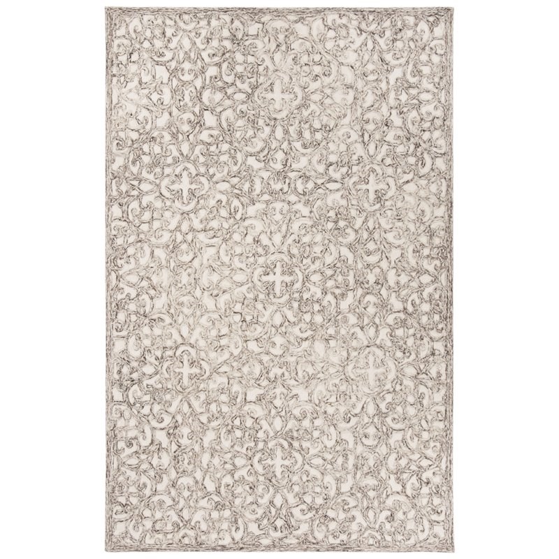 Safavieh Trace 3' x 5' Hand Tufted Wool Rug in Brown and Ivory