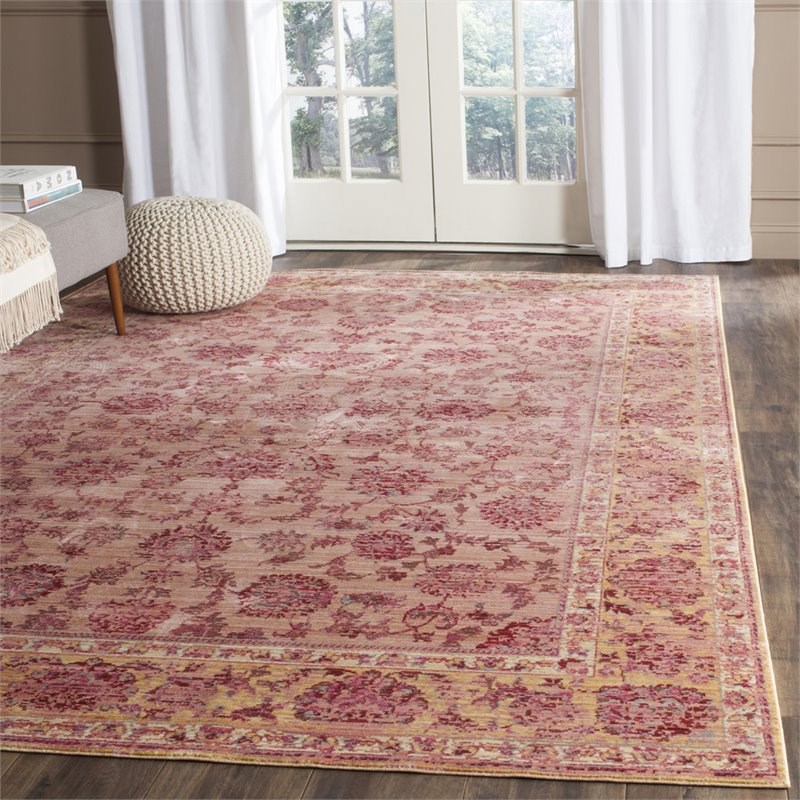 Safavieh Valencia 5' x 8' Rug in Pink and Gold