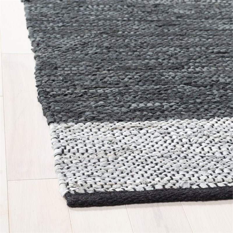 Safavieh Vintage 8' x 10' Hand Woven Leather Rug in Gray and Silver