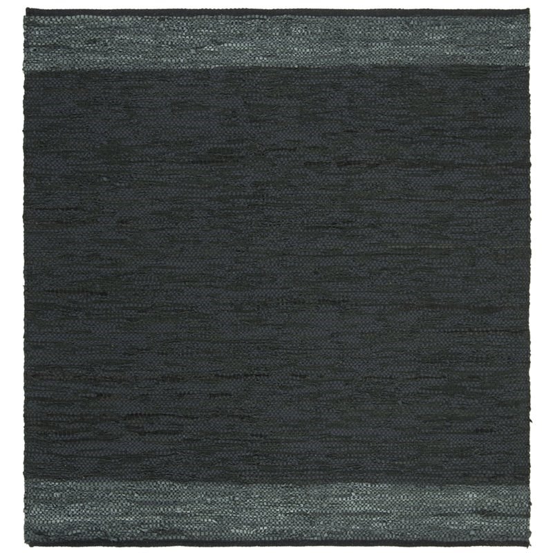 Safavieh Vintage 6' Square Hand Woven Leather Rug in Black and Gray