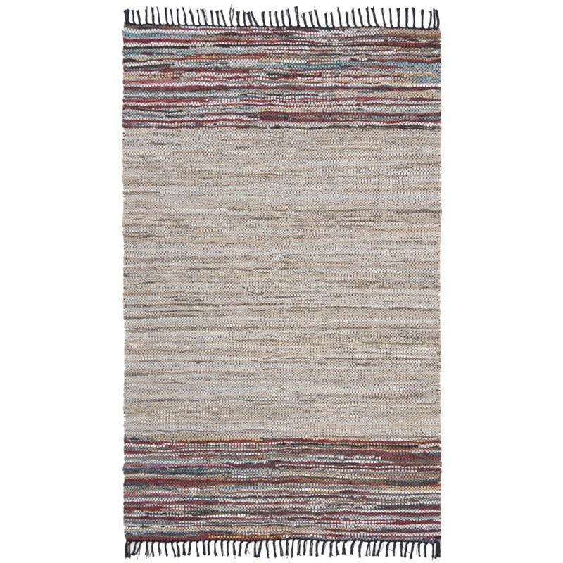 Safavieh Vintage 5' x 8' Hand Woven Leather Rug in Beige and Red