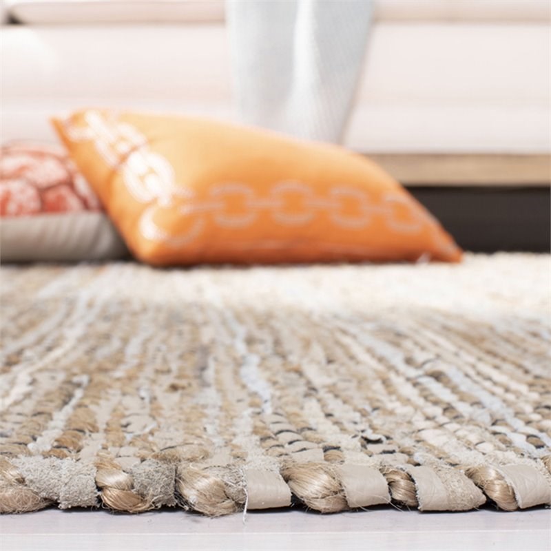 Safavieh Vintage 6' Square Hand Woven Leather Rug in Beige