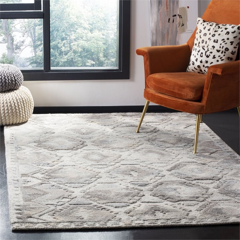 Safavieh Wyndham 8' x 10' Hand Tufted Wool Rug in Gray and Taupe