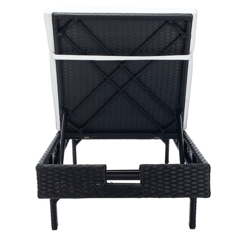 Safavieh Cam Polyester/Wicker/Steel Frame Outdoor Sun Lounger in Black and Beige