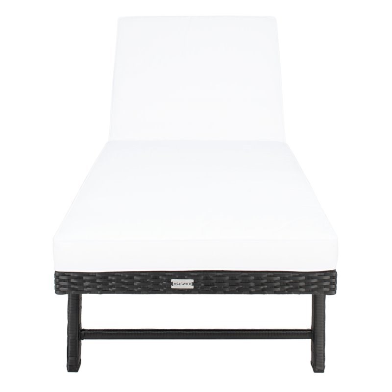 Safavieh Joella Polyester Fabric/Foam Sun Lounger in Black/White Cushion