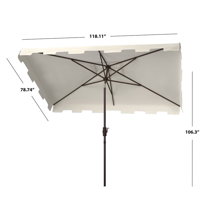 Safavieh Zimmerman 6.5x10ft Rectangle Metal/Polyester Market Umbrella in Beige