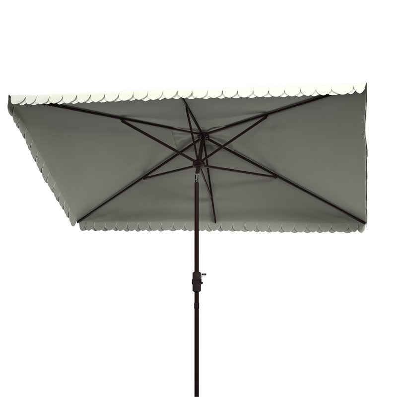 Safavieh Elegant Valance 6.5x10ft Rect Metal/Polyester Umbrella in Beige/White