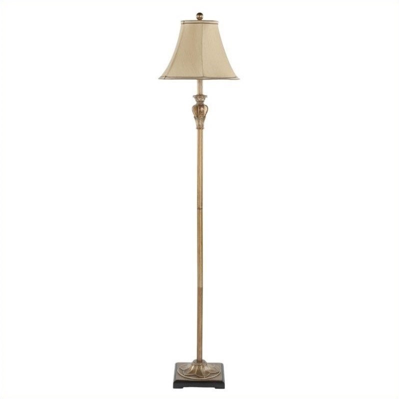 Safavieh Polyresin Floor Lamp in Gold with Beige Shade