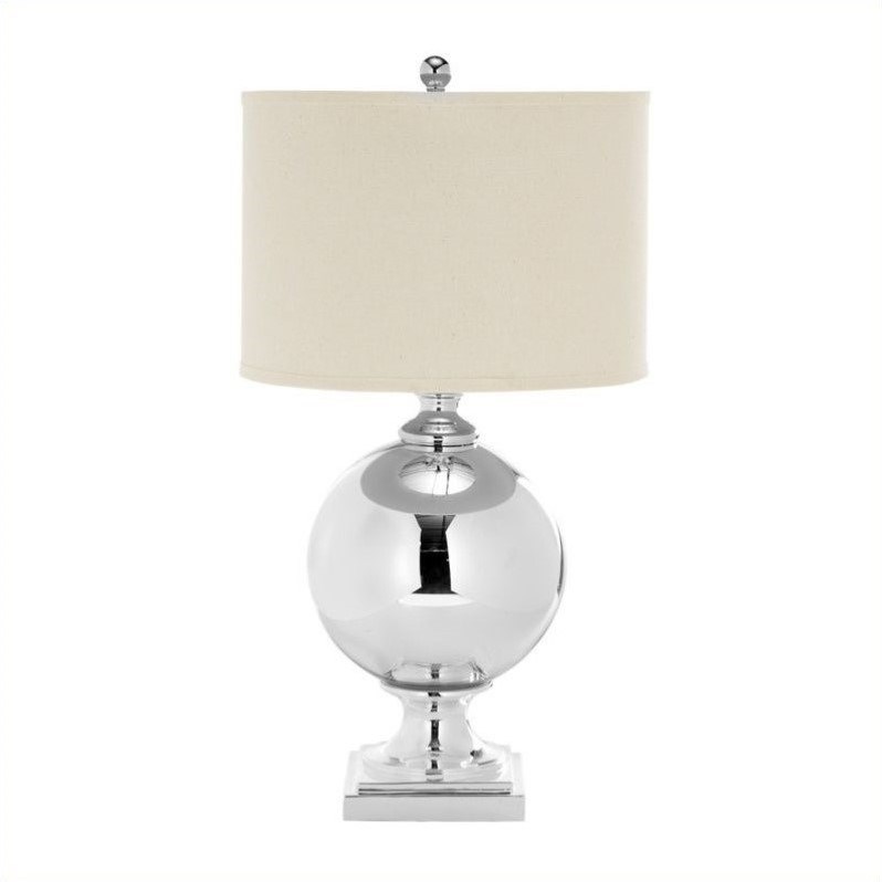 Safavieh Silver Table Lamp and Nature Hard Linen Shade