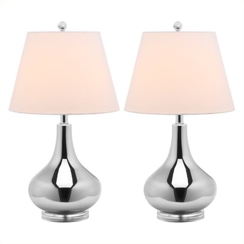 Safavieh Amy Gourd Glass Lamp in Silver (Set Of 2)