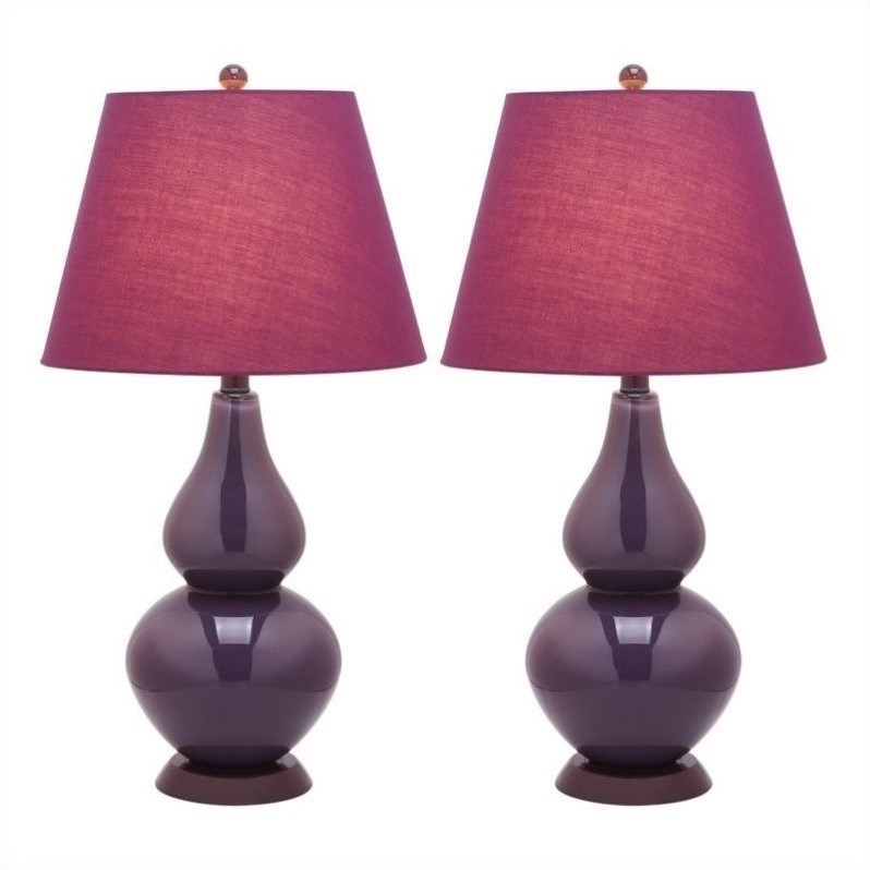 Safavieh Cybil Glass Double Gourd Lamp in Dark Purple (Set of 2)